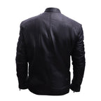 Men's Black Quilted Cafe Racer Leather Jacket - Slim Fit Biker Style